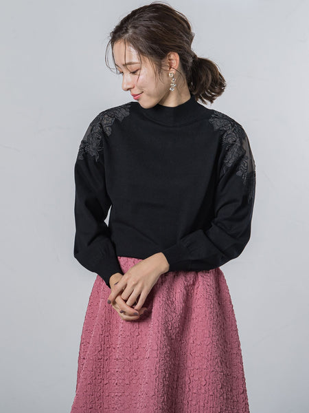フラワー刺繍ニット≪手洗い可能≫