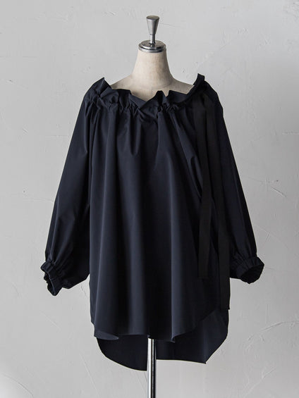 ネックギャザーリボンブラウス
