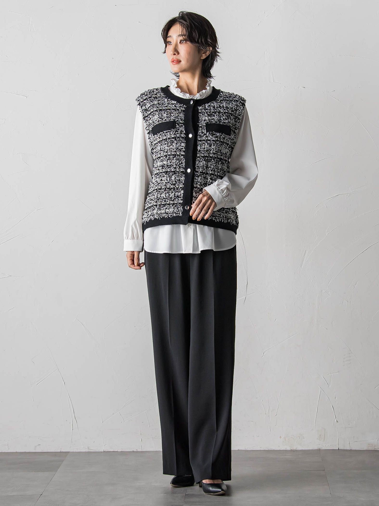 【カタログ掲載】ハイストレッチカルゼワイドパンツ