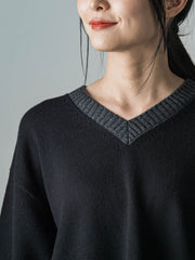 【WEB限定】≪洗えるニット/Lサイズあり≫ふわさらVネックニット