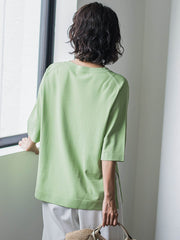 Tシャツ風ニットプルオーバー≪手洗い可能≫