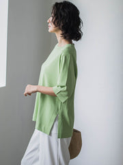 Tシャツ風ニットプルオーバー≪手洗い可能≫