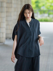 【WEB限定】タンブラーブッチャーブラウス≪手洗い可能≫