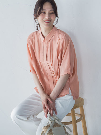 ピンタックレースブラウス≪手洗い可能≫