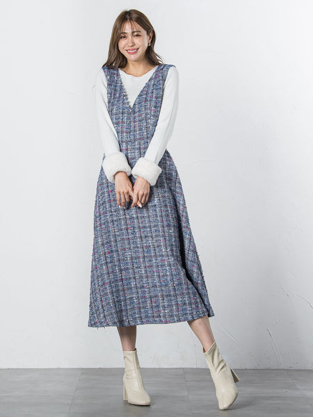 袖ファー付きリブニット≪手洗い可能≫
