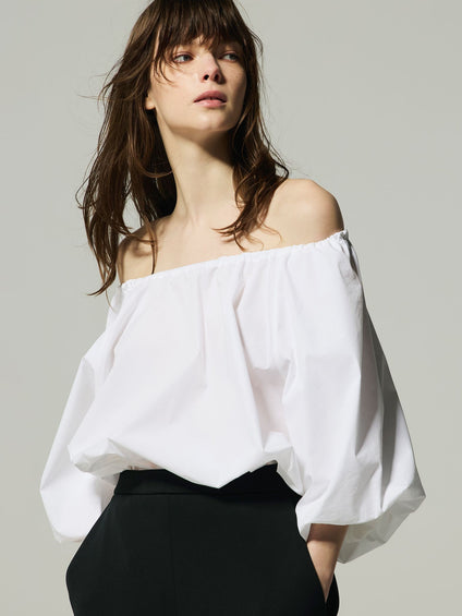 ハーフスリーブギャザーブラウス