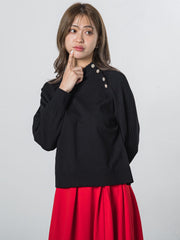ハイネックキラキラボタンニット≪手洗い可能≫