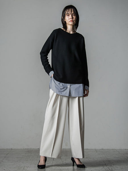 【大きいサイズ】【手洗い可能】前後2wayウールカシミヤニットプルオーバー
