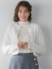FLUFFYもこもこブークレーニットジャケット ≪手洗い可能≫