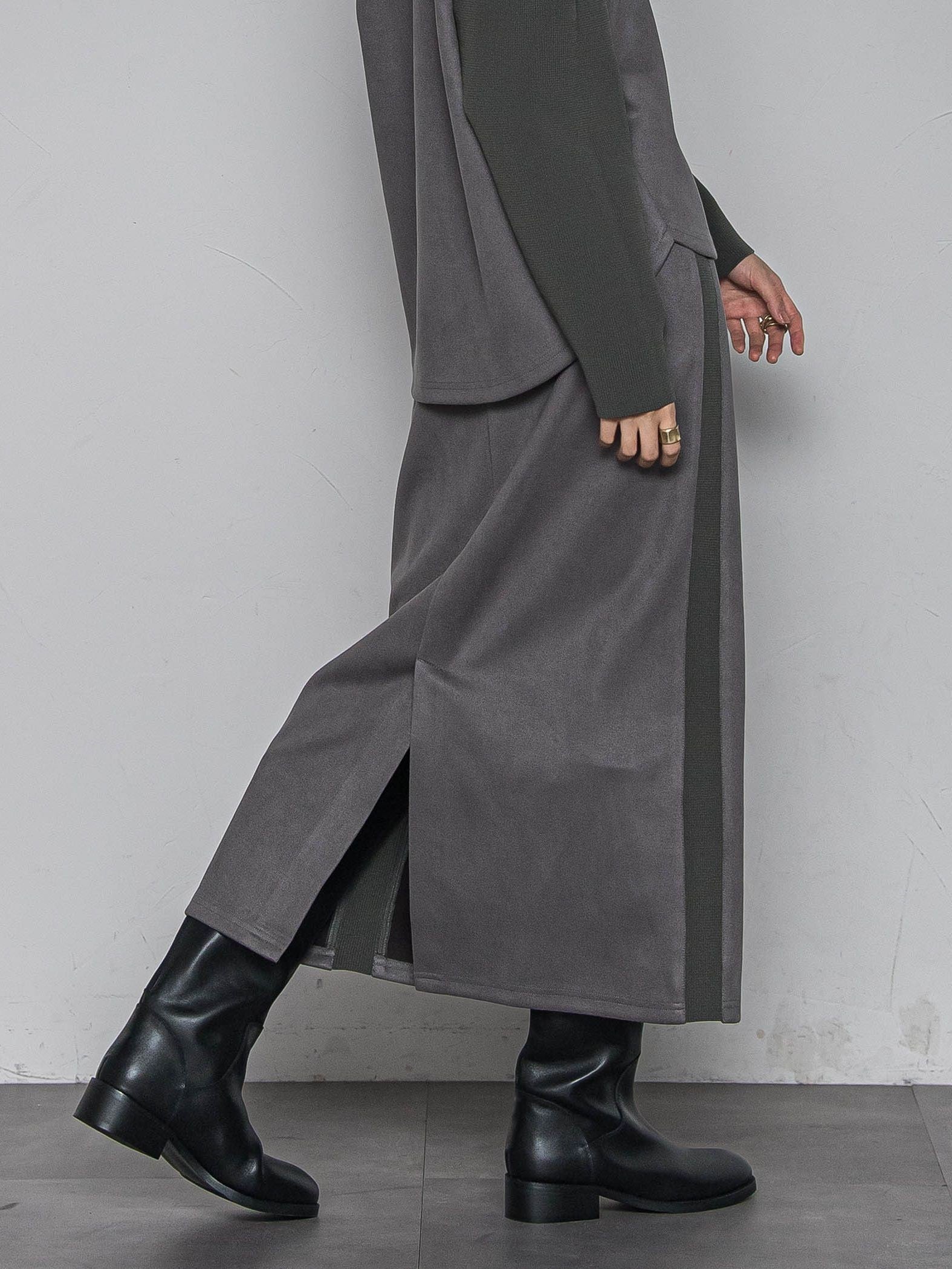 【新色追加】スウェード調×ニットスカートセットアップ≪手洗い可能≫