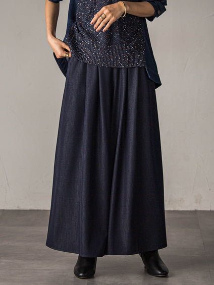 【新色追加】フレアヘムキュロットパンツ≪洗濯機で洗える≫