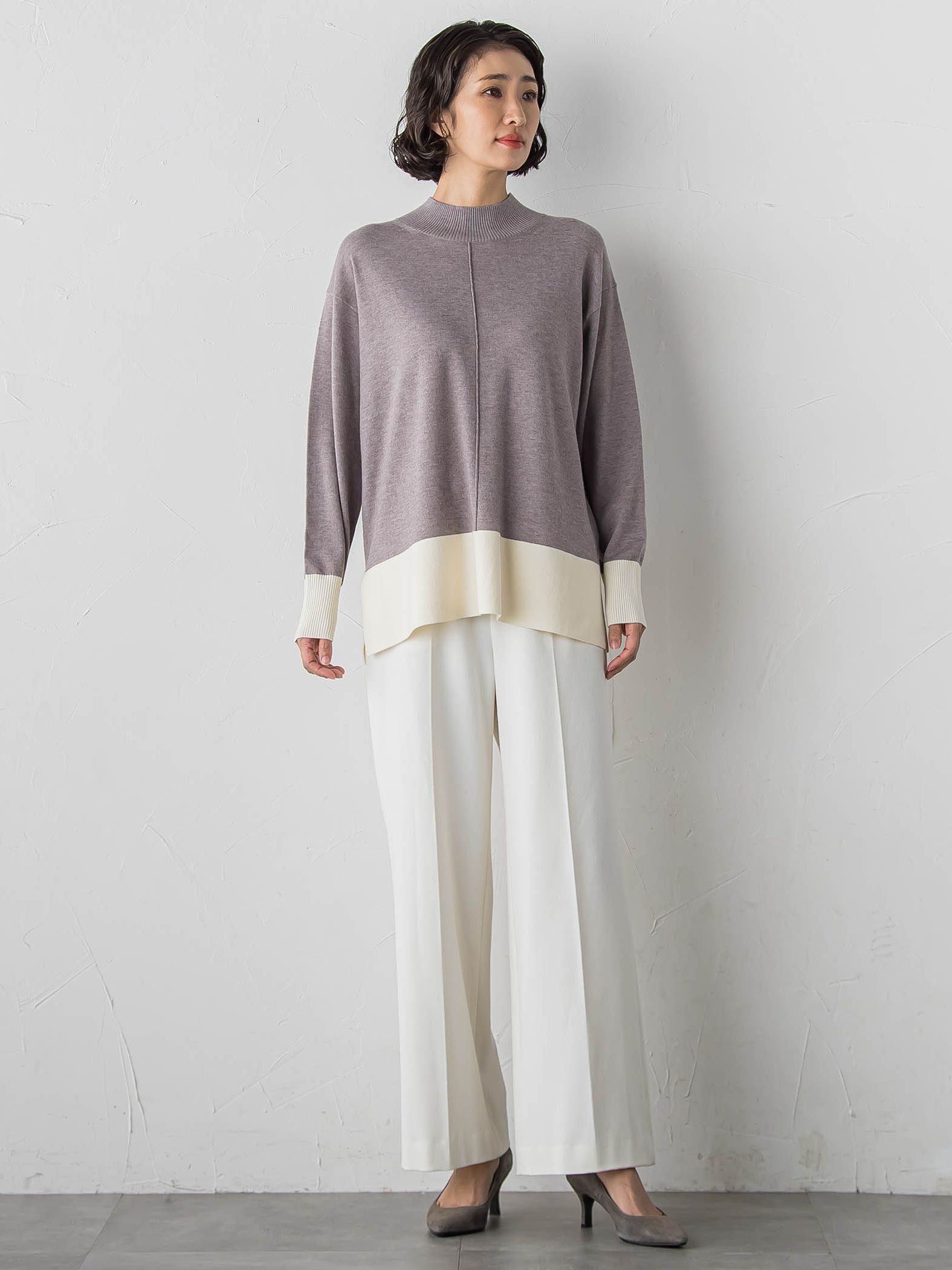 ファインウールハイネックニット