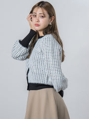 千鳥柄ふわふわカーディガン≪手洗い可能≫
