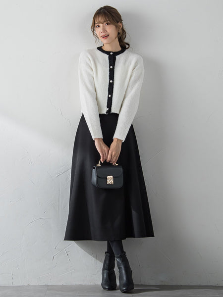 【S/M/L展開】冬仕様 美シルエットロングフレアスカート ≪洗濯機で洗える≫