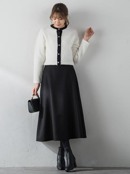 【S/M/L展開】冬仕様 美シルエットロングフレアスカート ≪洗濯機で洗える≫