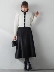 【S/M/L展開】冬仕様 美シルエットロングフレアスカート ≪洗濯機で洗える≫