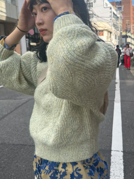 【爽やかカラー】ウェーブメランジニット《手洗い可能》