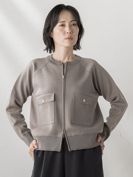 【大きいサイズ】Wジップニットブルゾン≪手洗い可能≫