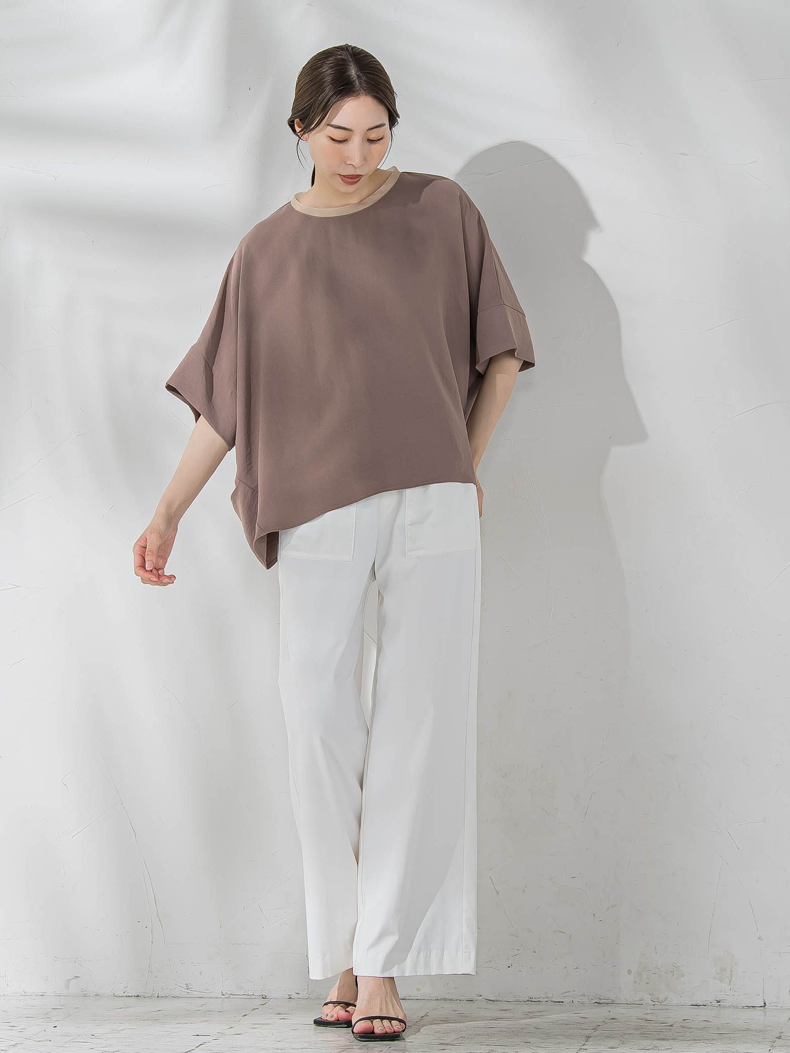 ハイストレッチカットソーブラウス≪洗濯機で洗える≫