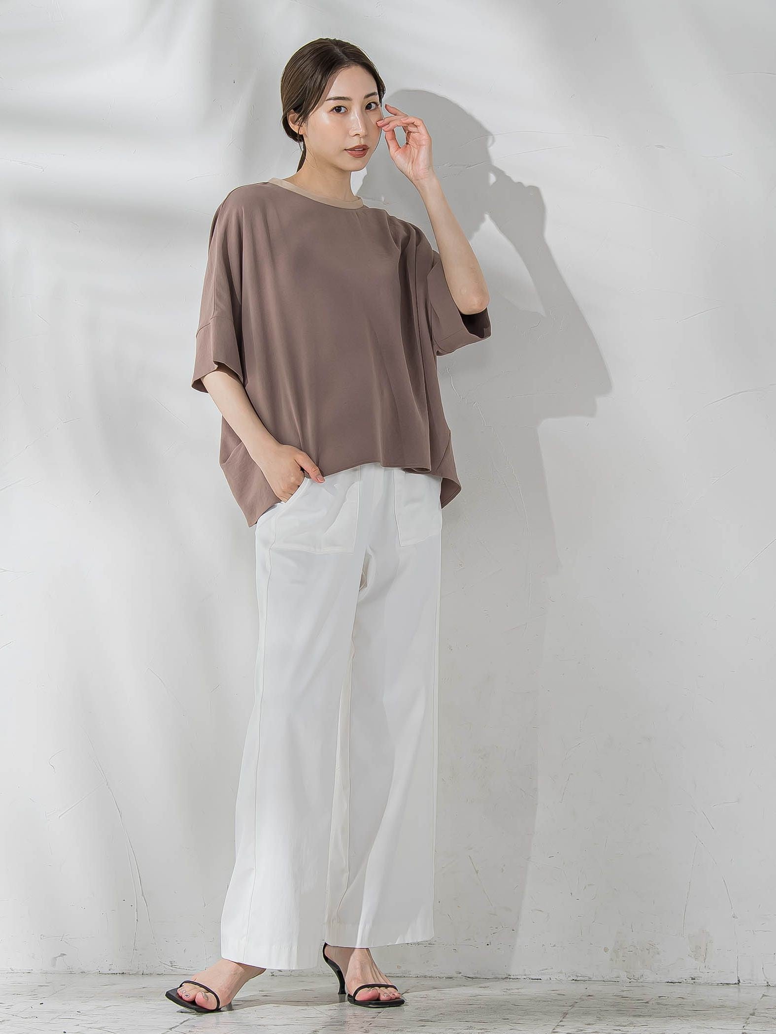 ハイストレッチカットソーブラウス≪洗濯機で洗える≫