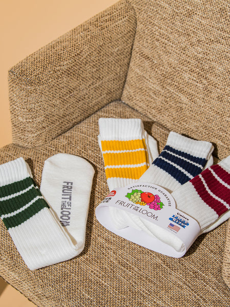 【FRUIT OF THE LOOM 】4足SETラインハイソックス