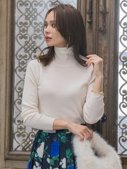 スパンコールリブタートルニット≪手洗い可能≫