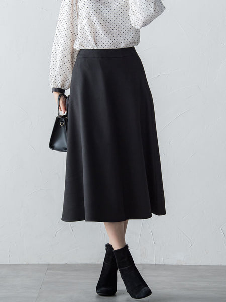 【S/M/L展開】冬仕様 美シルエットロングフレアスカート ≪洗濯機で洗える≫