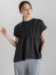 【WEB限定】シルキーシャーリングブラウス≪手洗い可能≫