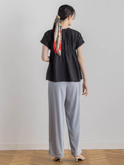 【WEB限定】シルキーシャーリングブラウス≪手洗い可能≫