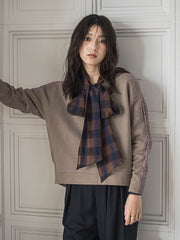 【WEB限定】裏毛×ニット前後ドッキングプルオーバー≪手洗い可能≫