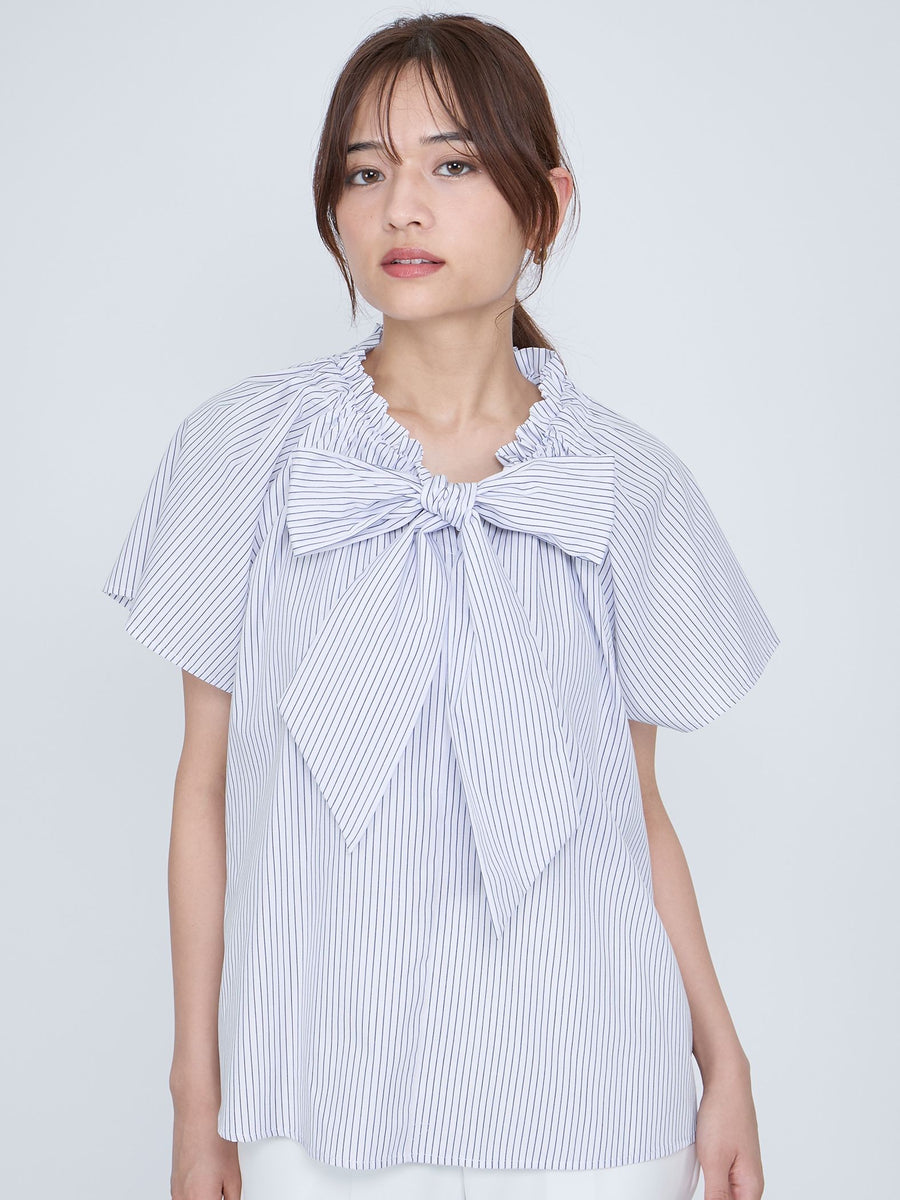 ボウタイリボンフレアスリーブブラウス≪洗濯機で洗える≫ | QUEENS
