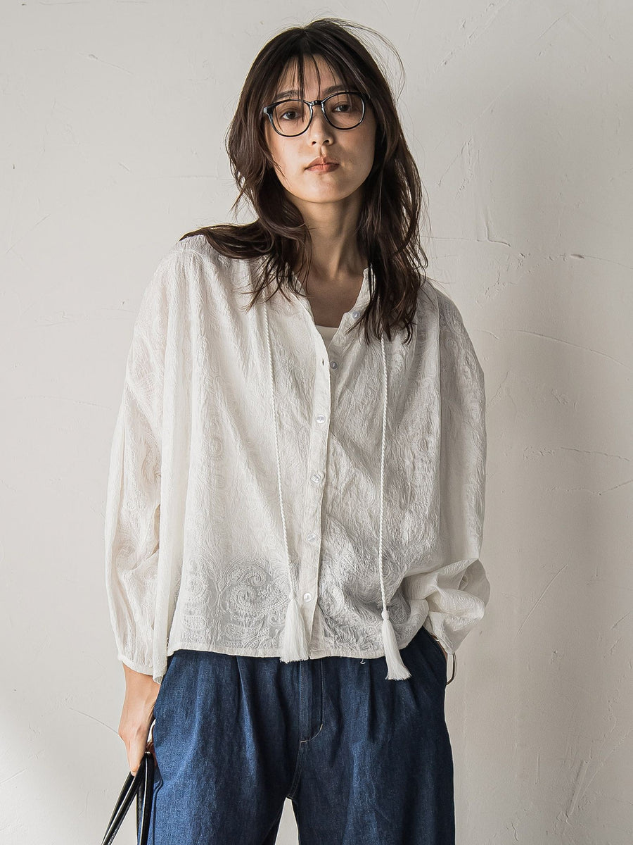 極美品✨スミスタイル　小花柄　ペイズリー　スモック風　ギャザーブラウス　黒 極美品✨スミスタイル 小花柄 ペイズリー スモック風 ギャザー