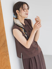ポロ襟ノースリーブニット≪手洗い可能≫