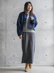 【WEB限定】裏毛×ニット前後ドッキングプルオーバー≪手洗い可能≫