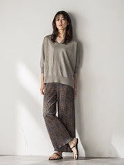 【新色追加】LEVITAシアーVネックドルマンニットプルオーバー≪手洗い可能≫