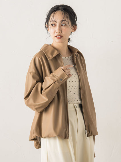 レザーライクブルゾン≪洗濯機で洗える≫