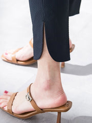 ストレッチドビー裾スリットパンツ≪洗濯機で洗える≫