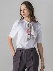 LADY&HORSEスカーフ付きカットソー≪洗濯機で洗える≫