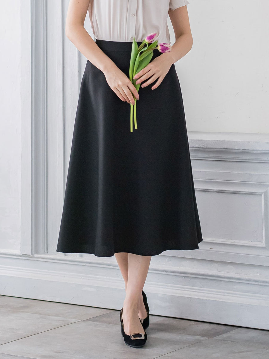 美品　regleamリグリーム　ダブルステッチフレアスカート　ネイビー　M フレアタフタスカート｜FLARED TAFFETA SKIRTの通販｜regleam