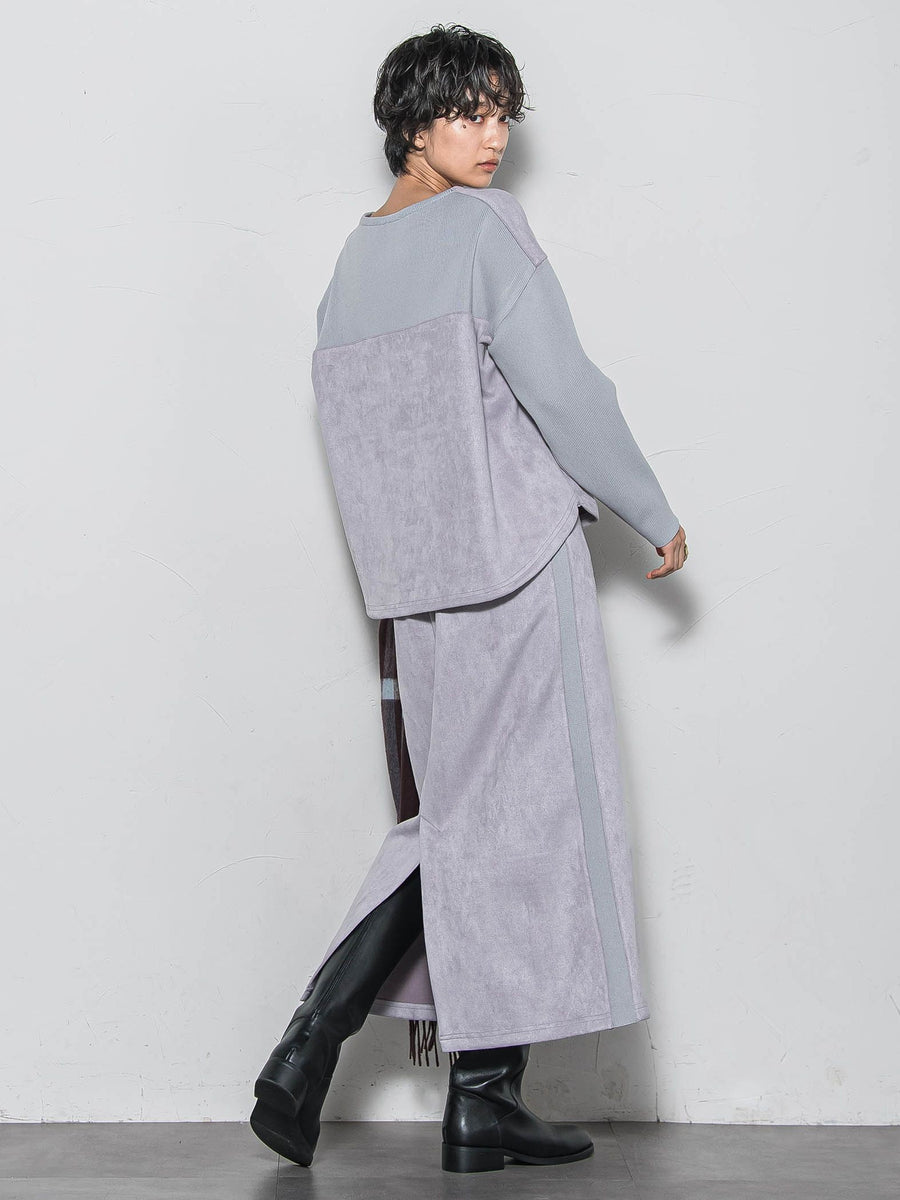 新色追加】スウェード調×ニットスカートセットアップ≪手洗い可能