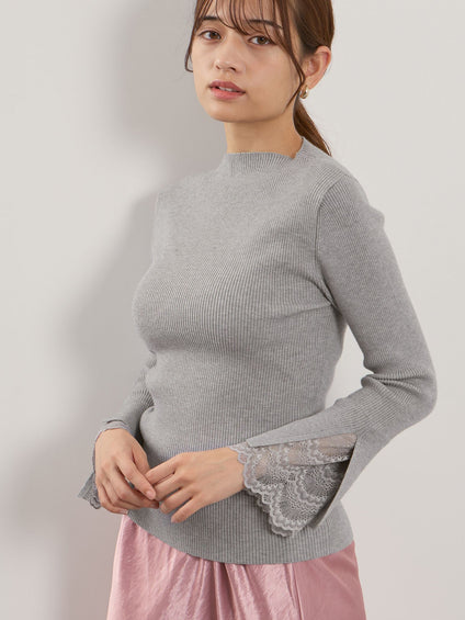 シアバタースリットレースカフニット≪手洗い可能≫