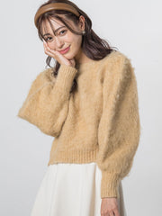ショルダーパフシャギーニット