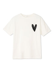 スパンコールハート刺繍Tシャツ≪洗濯機で洗える≫