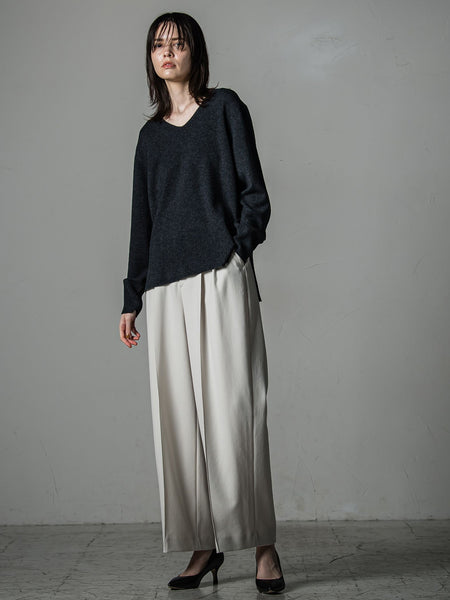 【大きいサイズ/手洗い可能】HIRCUSウールカシミヤVネックニット