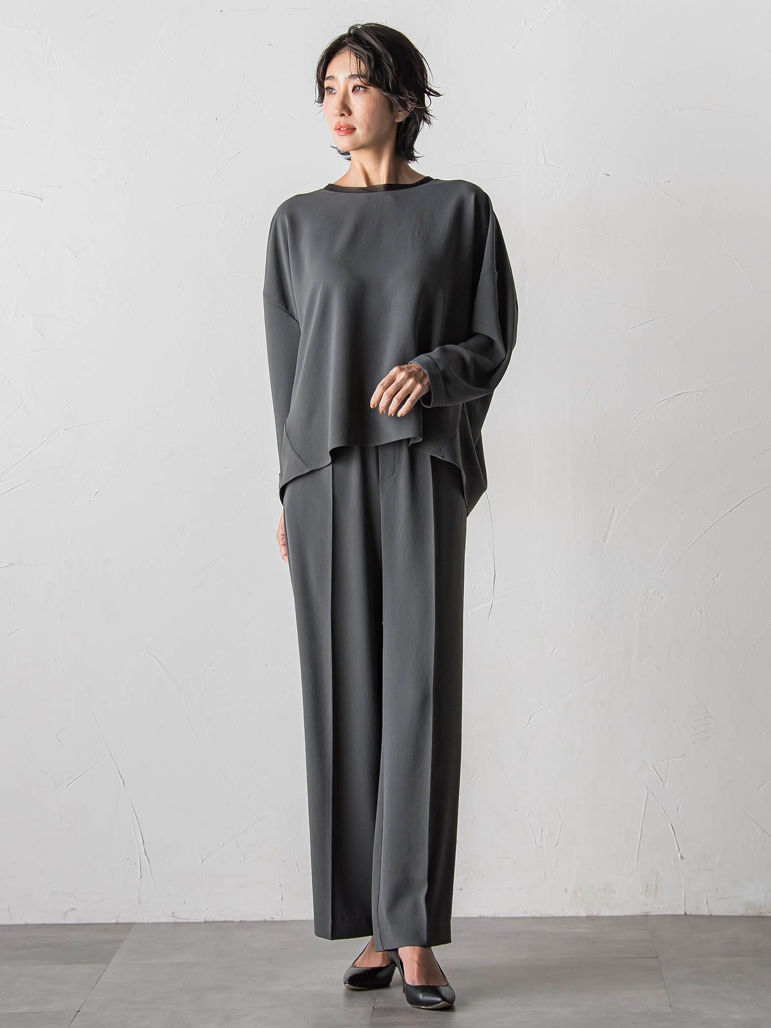 【カタログ掲載】ハイストレッチカルゼワイドパンツ