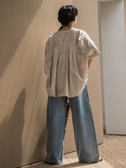 デニムワイドパンツ≪洗濯機で洗える≫