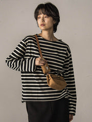 【WEB限定】ボーダーロングTシャツ≪洗濯機で洗える≫