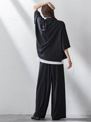 【大きいサイズ】キレリワイドパンツ≪洗濯機で洗える≫