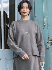 【WEB限定】 ≪洗えるニット≫ラウンドネックニット≪Lサイズあり≫