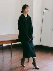 ハーフジップベストレイヤードワンピース≪手洗い可能≫